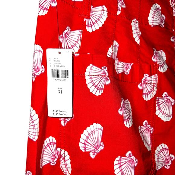 NWT Maeve Anthropologie The Collette Wide Leg Crop Pant Red Pink Sea Shells 31 - Picture 7 of 9